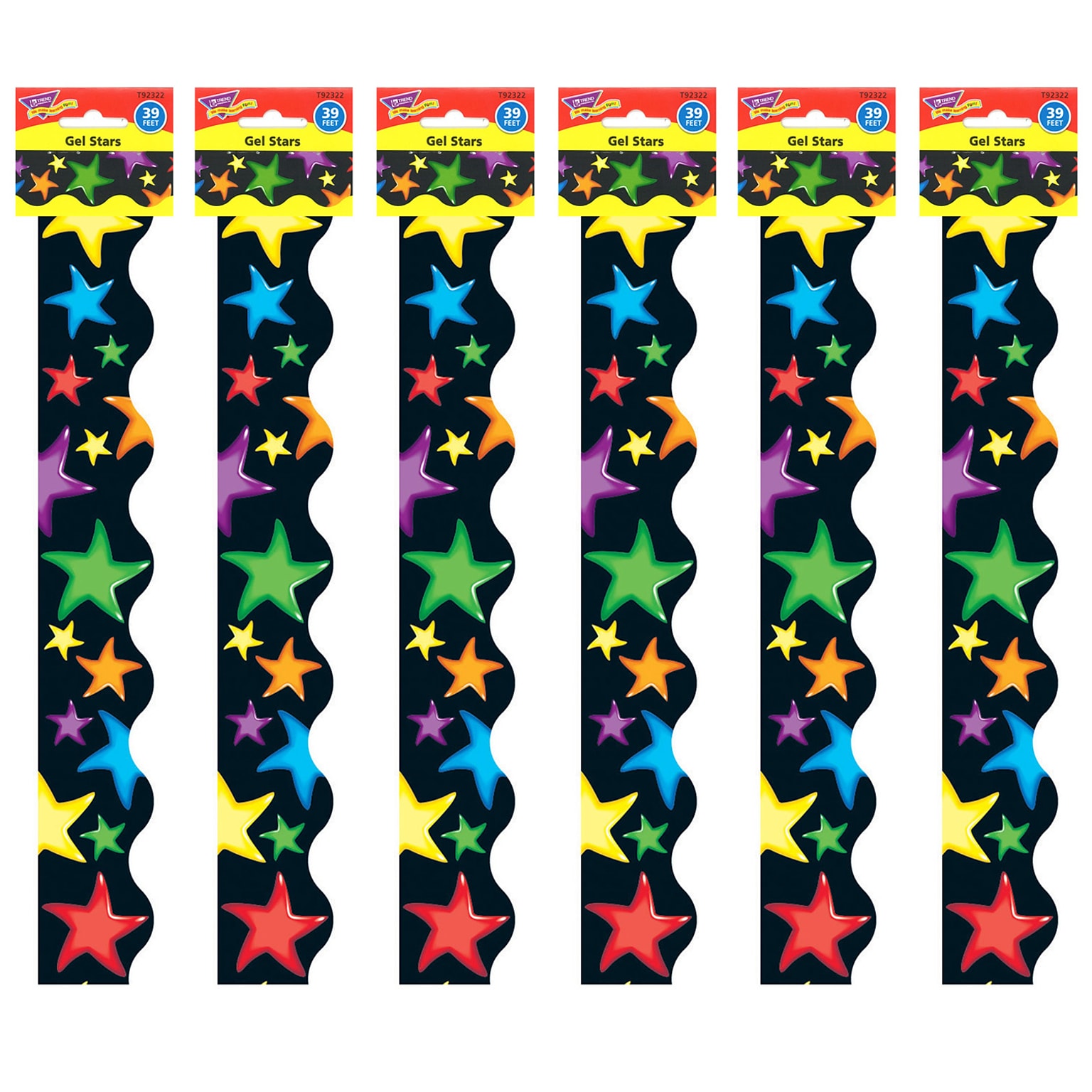 TREND Gel Stars Terrific Trimmers, 39 Feet Per Pack, 6 Packs (T-92322-6)