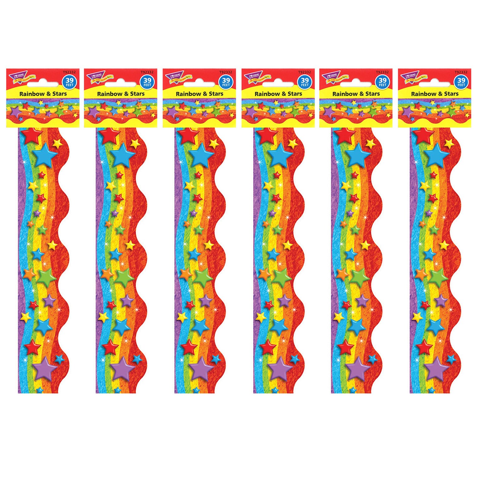 TREND Rainbow & Stars Terrific Trimmers, 39 Feet Per Pack, 6 Packs (T-92332-6)