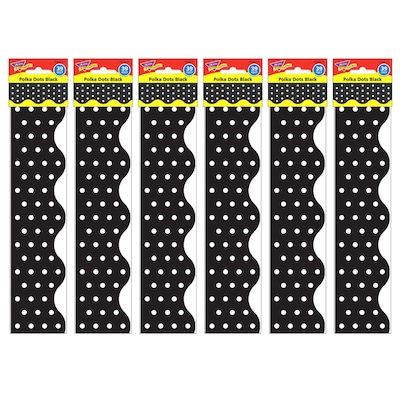 TREND Polka Dots Black Terrific Trimmers, 39 Feet Per Pack, 6 Packs (T-92671-6)