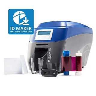  ID Maker Card Edge 2 Sided Printer Machine & Supply Kit for  Badge Printing - Print Professional Quality Identification Badges - IDMaker  Software, 200-Print Color Ribbon, 100 PVC Cards : Office Products