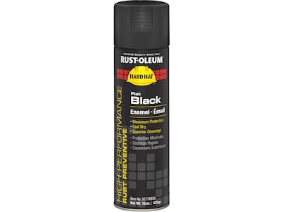 Rust-Oleum Hard Hat V2100 Gloss Flat Spray Paint, Black, 15 oz., 6/Pack (V2178838)