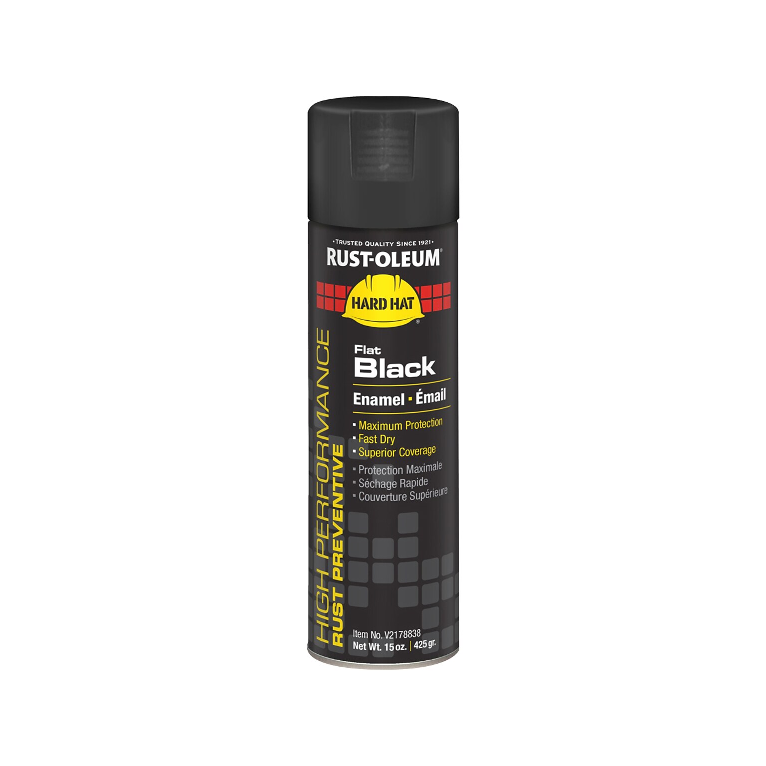 Rust-Oleum Hard Hat V2100 Gloss Flat Spray Paint, Black, 15 oz., 6/Pack (V2178838)