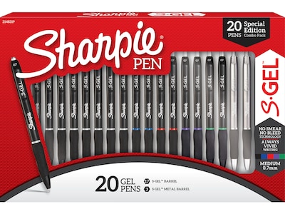 Sharpie S-Gel Retractable Gel Pens, Medium Point, Assorted Inks, 20/Pack (2148319)
