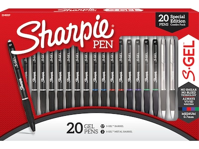 Sharpie S-Gel Retractable Gel Pens, Medium Point, Assorted Inks, 20/Pack (2148319)