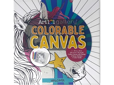 Art 101 Gallery Colorable Canvas with Permanent Markers, White, 2/Pack (23008)