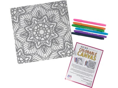 Art 101 Gallery Colorable Canvas with Permanent Markers, White, 2/Pack (23008)