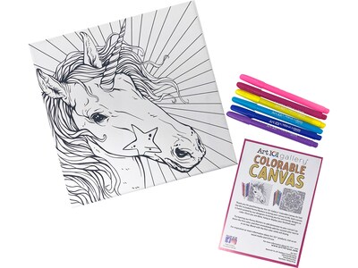 Art 101 Gallery Colorable Canvas with Permanent Markers, White, 2/Pack (23008)