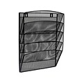 AdirOffice 5-Pocket Steel Mesh Wall Mounted Magazine Rack, Black (634-05-BLK)