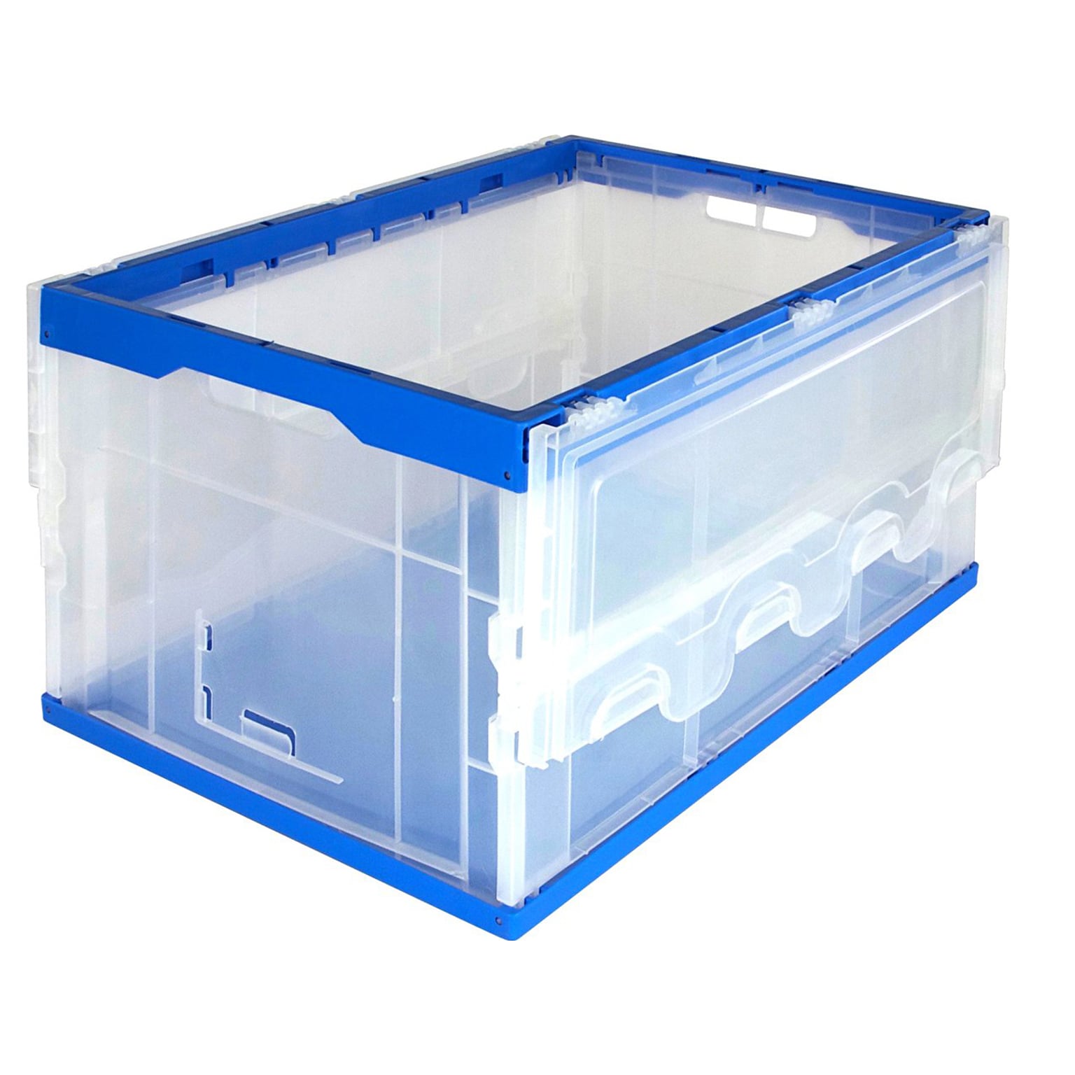 Mount-It! 69 Qt. Hinged Lid Storage Crate, Clear/Blue (MI-909)