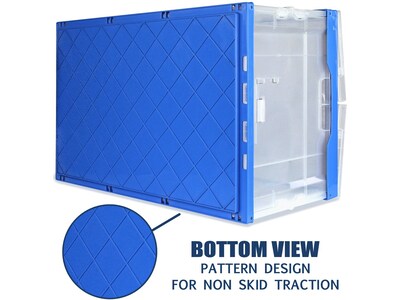 Mount-It! 68.68 Qt. Hinged Lid Storage Bin, Clear/Blue, 3/Pack (MI-910)