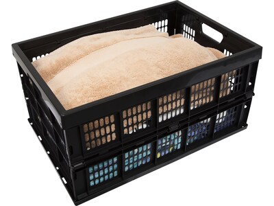 Mount-It! 51.78 Qt. Open Lid Storage Crate, Black (WI-3002)