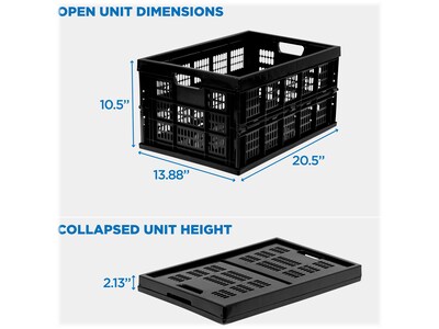 Mount-It! 51.78 Qt. Open Lid Storage Crate, Black (WI-3002)