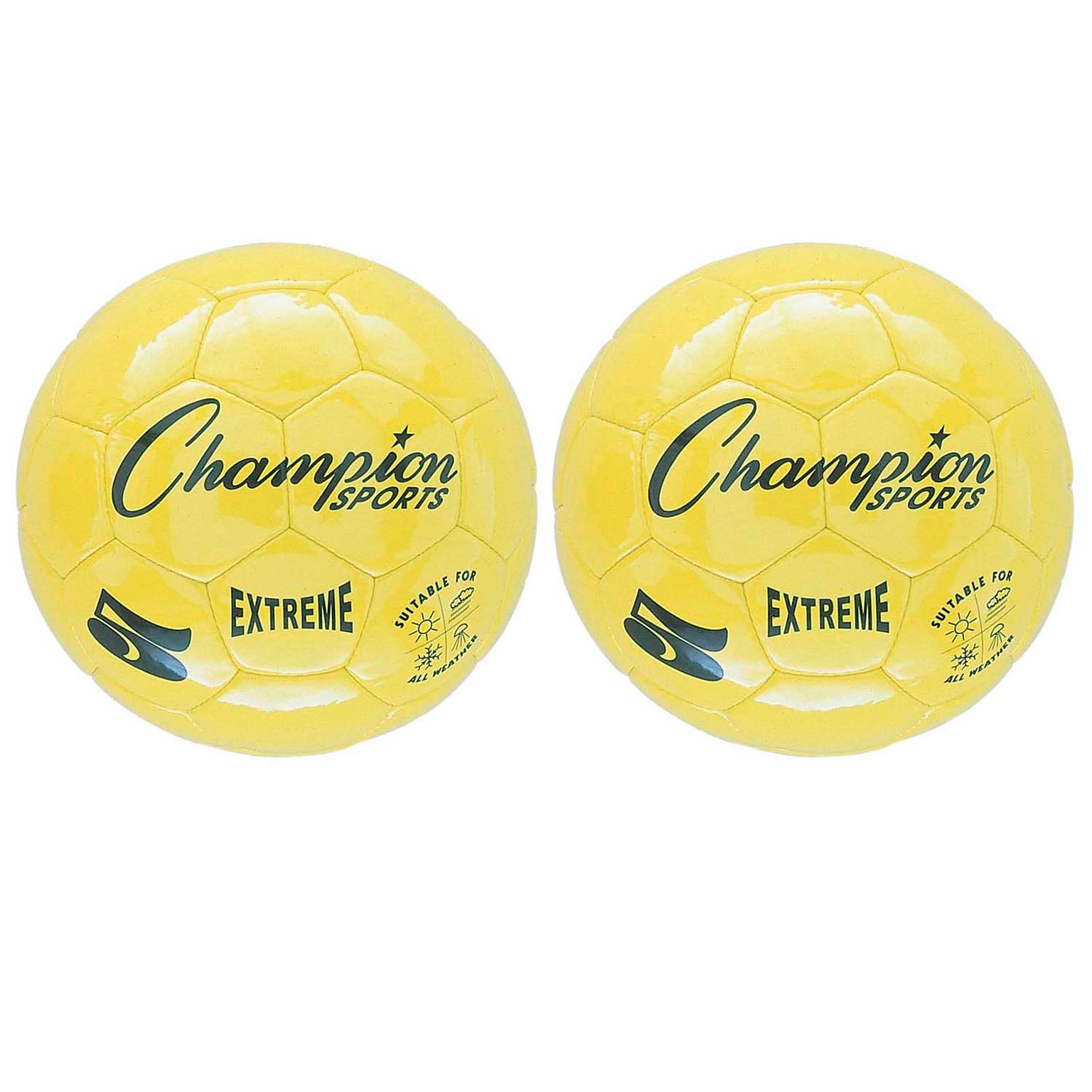 Champion Sports Extreme Soccer Ball, Size 5, Yellow, Pack of 2 (CHSEX5YL-2)