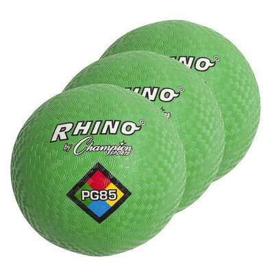 Champion Sports 8-1/2 Nylon/Rubber Playground Ball, Green, Pack of 3 (CHSPG85GN-3)