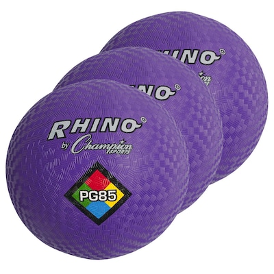 Champion Sports 8-1/2 Nylon/Rubber Playground Ball, Purple, Pack of 3 (CHSPG85PR-3)