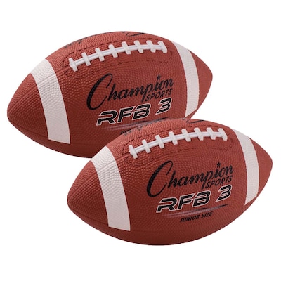 Champion Sports Junior Size Rubber Football, Brown, Pack of 2 (CHSRFB3-2)