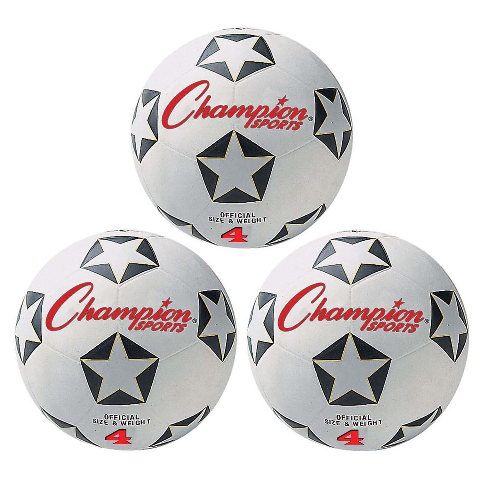 Champion Sports Rubber Soccer Ball Size 4, Pack of 3 (CHSSRB4-3)