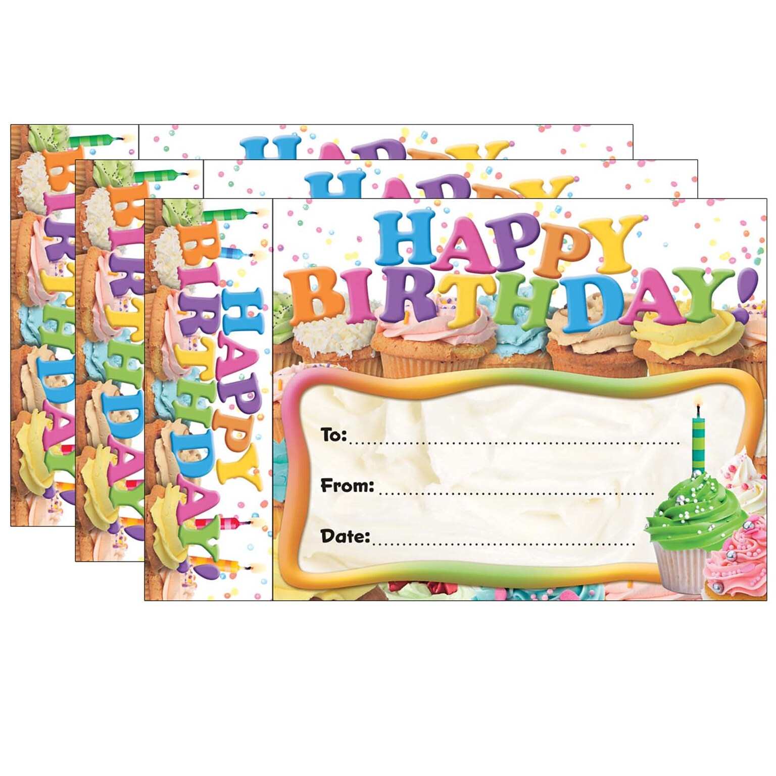 Edupress Happy Birthday Cupcakes Bookmark Awards, 30 Per Pack, 3 Packs (EP-3024-3)