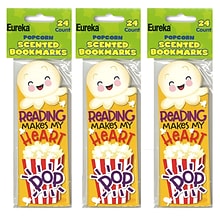 Eureka Popcorn Scented Bookmarks, 24 Per Pack, 3 Packs (EU-834040-3)