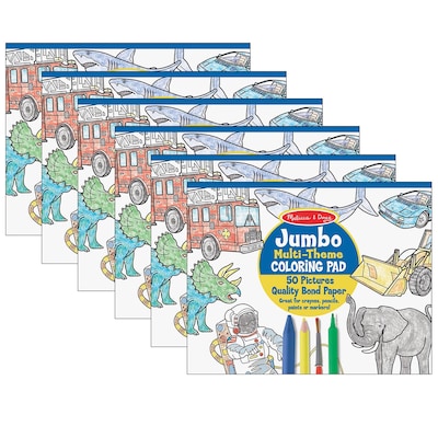 Melissa & Doug Jumbo Multi-Theme Coloring Pad, 11 x 14, Blue, Pack of 6 (LCI4226-6)