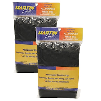 Martin Sports All Purpose Mesh Bag with Carrying Strap, Black, 24 x 36, Pack of 2 (MASMBC36BK-2)