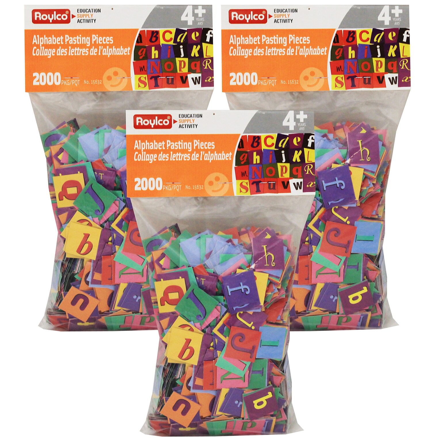 Roylco Alphabet Pasting Pieces, Pre-K+, 2000 Per Pack, 3 Packs (R-15632-3)