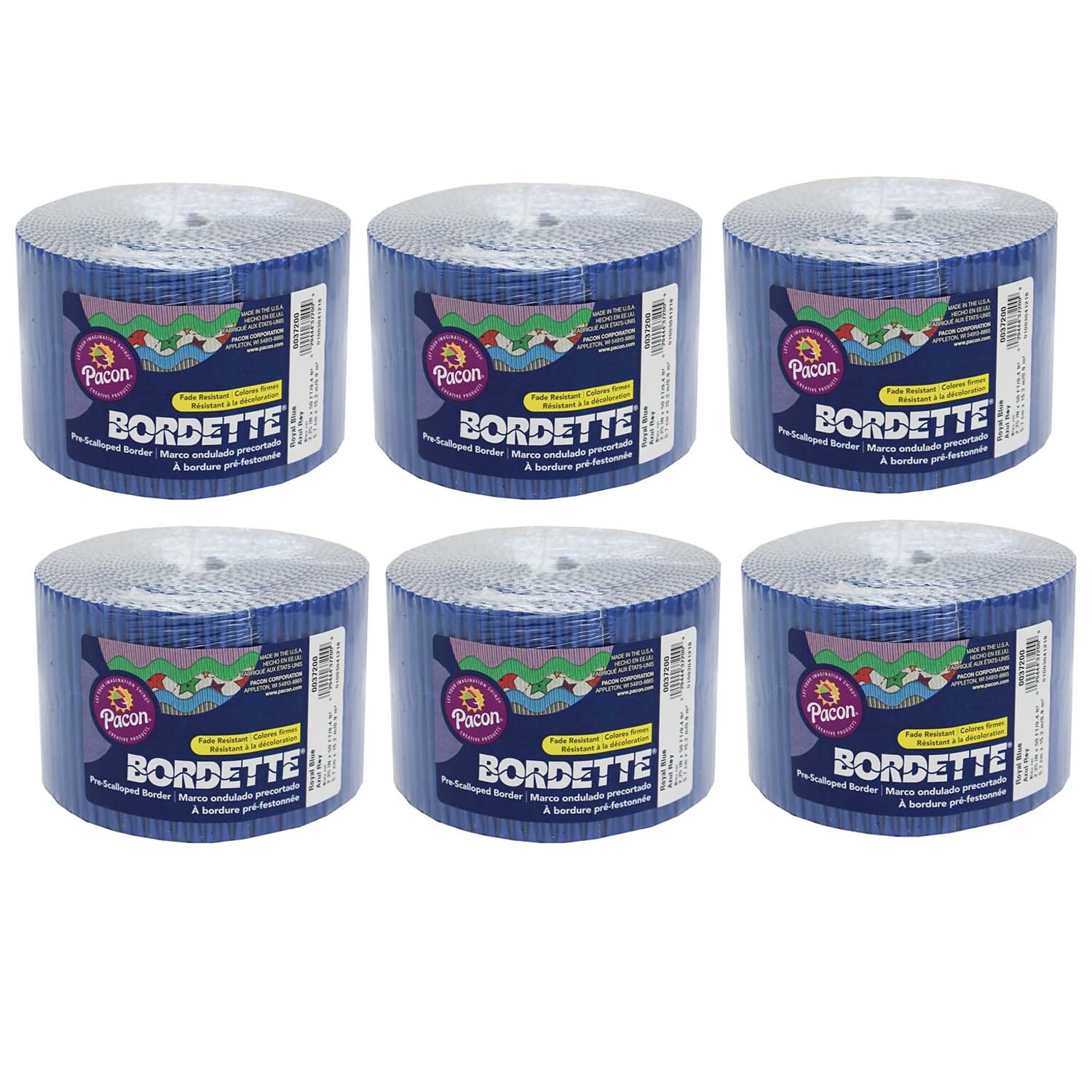 Bordette Decorative Border, Royal Blue, 2-1/4 x 50, 6 Rolls (PAC37206-6)