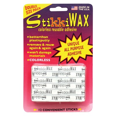 StikkiWorks StikkiWAX™ Adhesive Bars/Sticks, 6.40" x 4.20" x 1.60", Clear, 12 Per Pack, 6 Packs (STK02010-6)