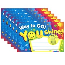 TREND Way to Go! You Shine! Recognition Awards, 30 Per Pack, 6 Packs (T-81047-6)