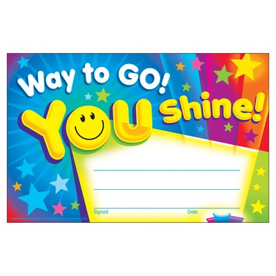TREND Way to Go! You Shine! Recognition Awards, 30 Per Pack, 6 Packs (T-81047-6)
