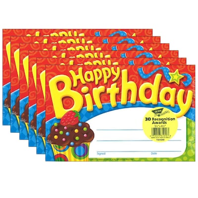 TREND Happy Birthday The Bake Shop Recognition Awards, 30 Per Pack, 6 Packs (T-81049-6)