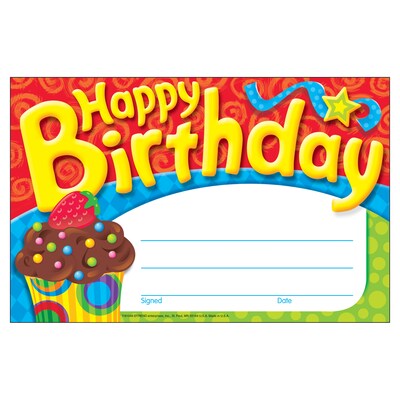 TREND Happy Birthday The Bake Shop Recognition Awards, 30 Per Pack, 6 Packs (T-81049-6)