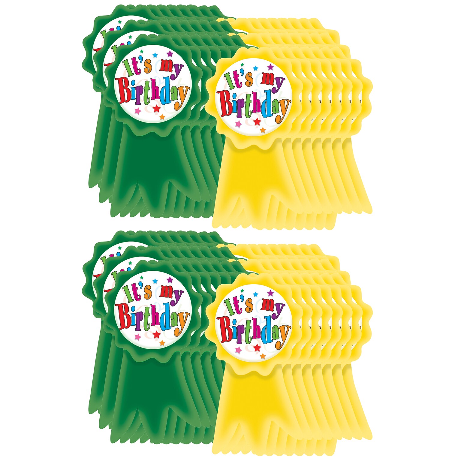 Teacher Created Resources Birthday Ribbons Wear Em Badges, 16 Per Pack, 6 Packs (TCR4851-6)