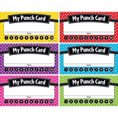 Teacher Created Resources Polka Dots Punch Cards, 60 Per Pack, 6 Packs (TCR5608-6)