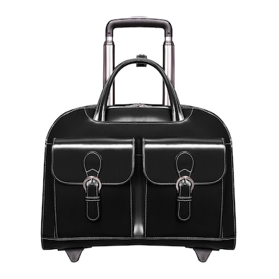 McKlein W Series Laptop Briefcase, Black Leather (96185A)