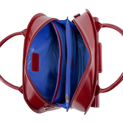 McKlein W Series, ROSEVILLE, Cowhide Leather, Checkpoint-Friendly Patented Detachable Wheeled Laptop Briefcase, Red (96646)