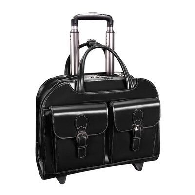 McKlein W Series Laptop Briefcase, Black Leather (96185A)