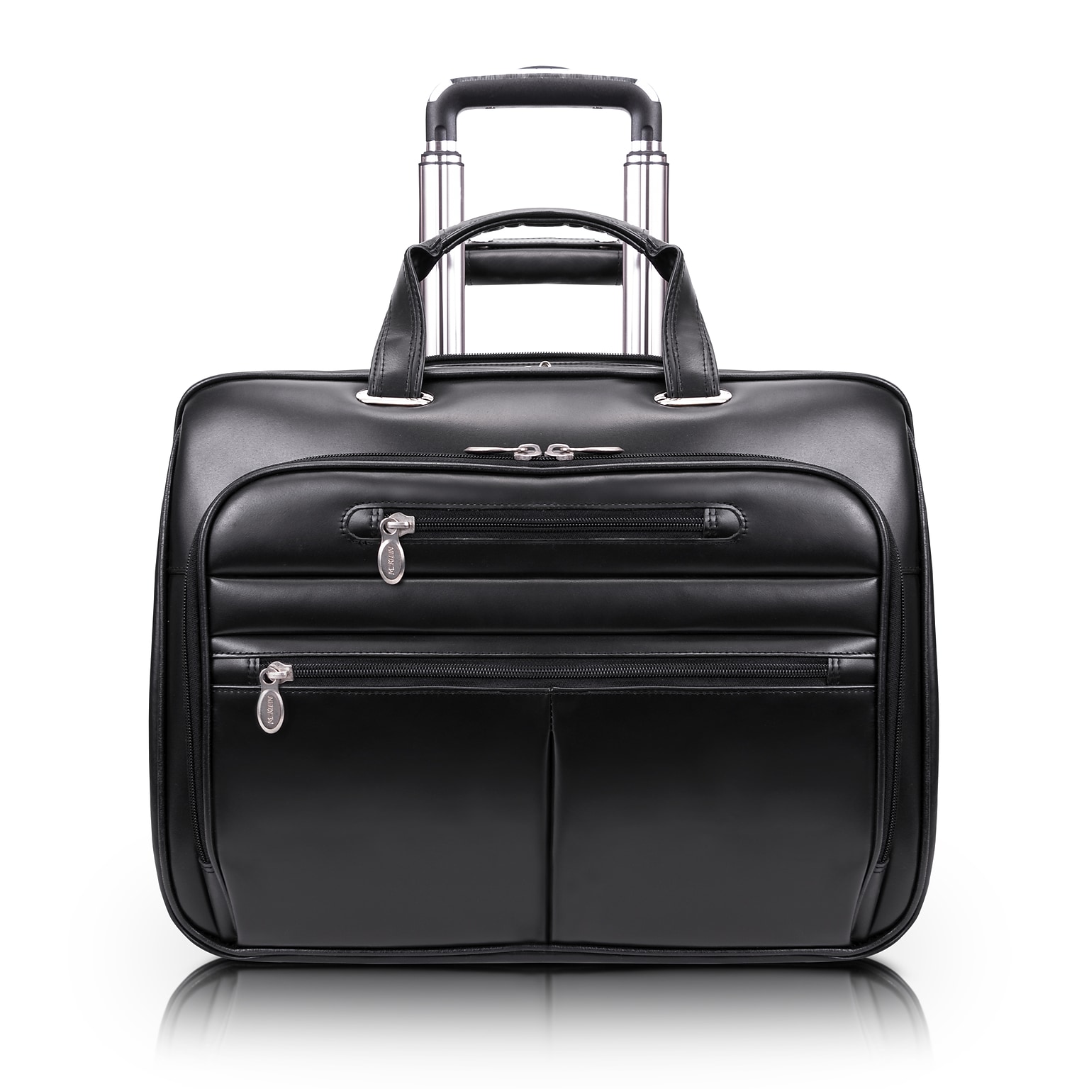 McKlein Limited Edition Laptop Rolling Briefcase, Black Leather (80505C)