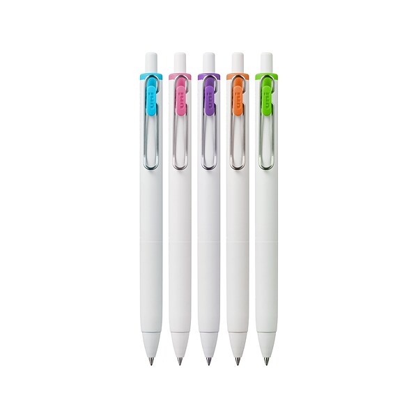 uni-ball one Retractable Gel Pen, Medium Point, Assorted Ink, 5/Pack (70381)