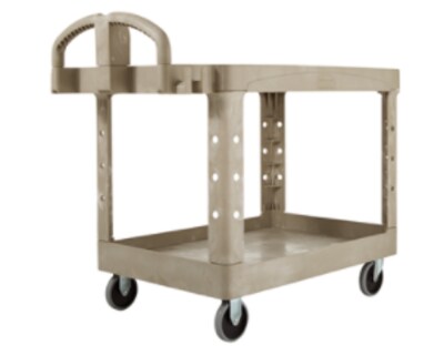 Rubbermaid 2-Shelf Plastic/Poly Utility Cart, Beige (FG452500BEIG)