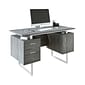 Techni Mobili 51.25"W Modern Office Desk with Storage, Gray (RTA-7002-GRY)