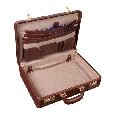 McKlein V Series, HARPER, Top Grain Cowhide Leather, Expandable Attaché Briefcase, Brown (80474)