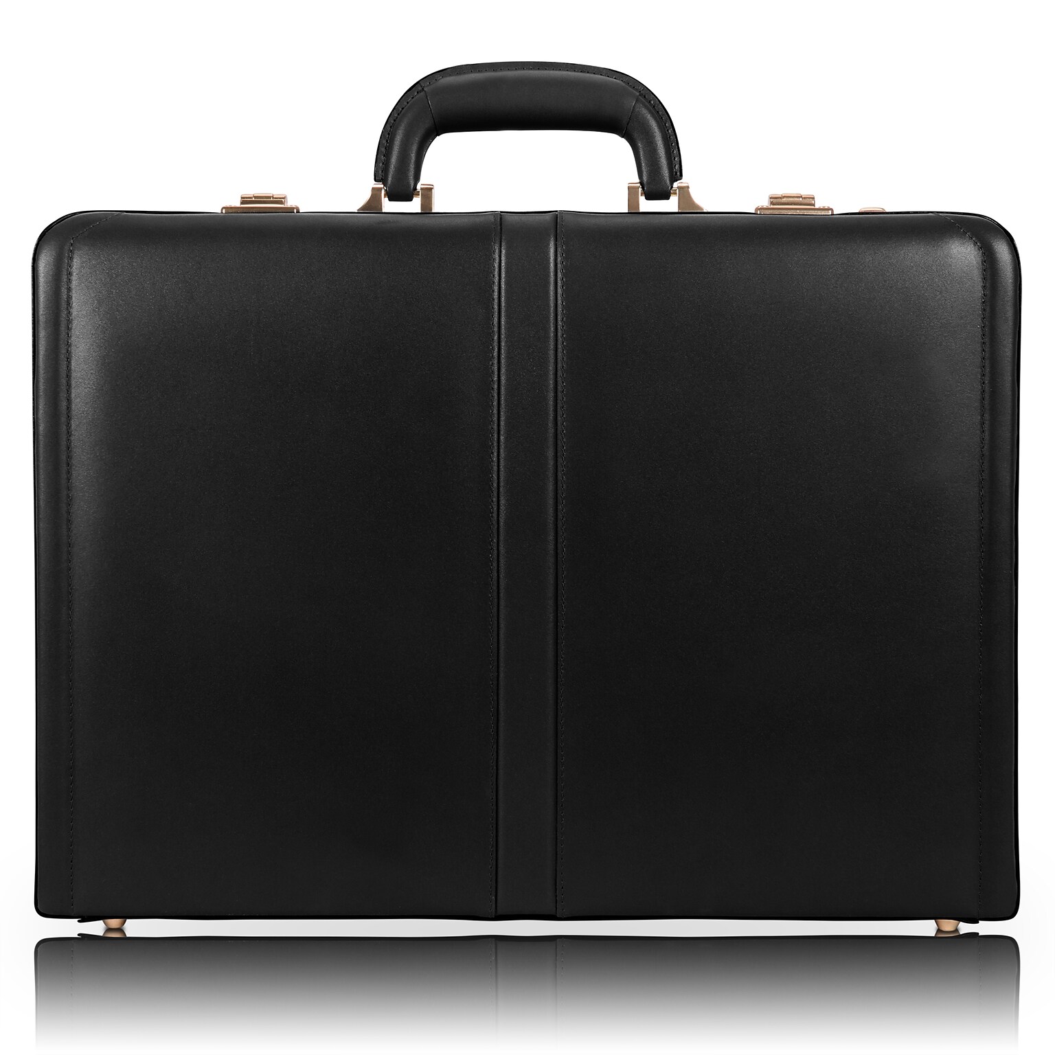 McKlein Harper V Series Expandable Leather Attache, Laptop Compatible, Black (80475)
