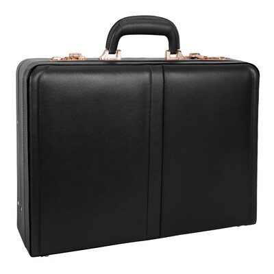 McKlein Harper V Series Expandable Leather Attache, Laptop Compatible, Black (80475)