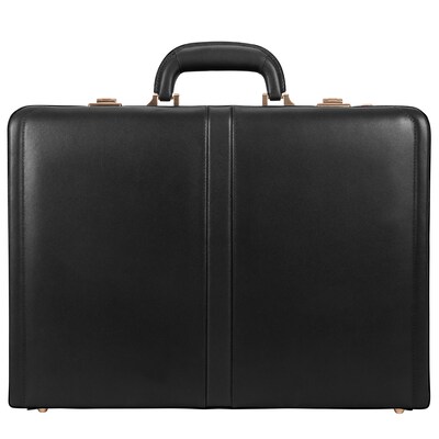McKlein Harper V Series Expandable Leather Attache, Laptop Compatible, Black (80475)