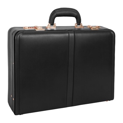 McKlein Harper V Series Expandable Leather Attache, Laptop Compatible, Black (80475)