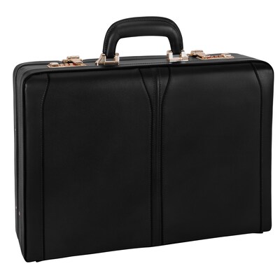 McKlein Turner Expandable Attache Briefcase, Top Grain Cowhide Leather, Black (80485)