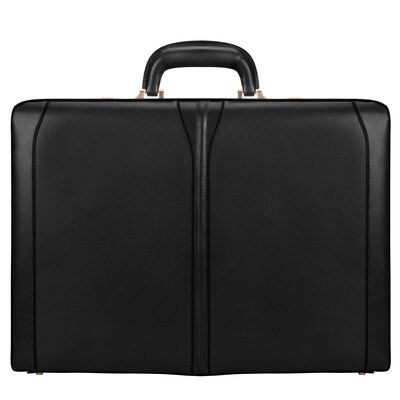 McKlein Turner Expandable Attache Briefcase, Top Grain Cowhide Leather, Black (80485)