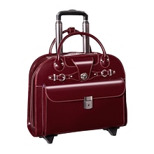 McKlein Edgebrook, Wheeled Ladies Laptop Briefcase, Top Grain Cowhide Leather, Red (96316)