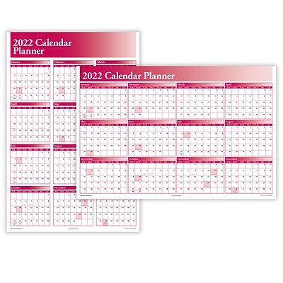 2022 ComplyRight 24 x 36 Dry Erase Calendar, Full Calendar Planner, Burgundy (J0056BU)